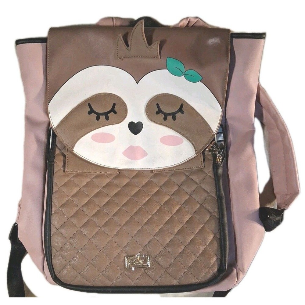 Betsy Johnson Pink And Brown Raccoon Backpack